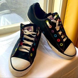 Converse Chuck Taylor All Star sneakers- never worn, black/rainbow, size 10
